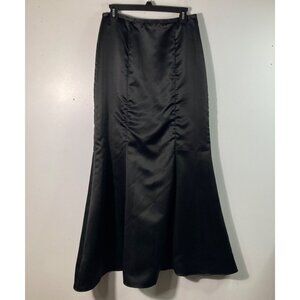 Womens J.R. Nites by Caliendo Satin Mermaid Flared Maxi Skirt Black 29"